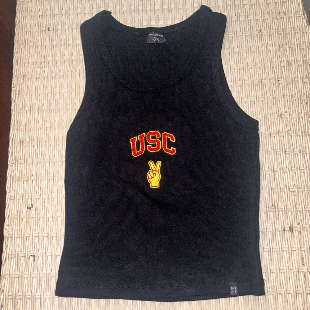 NWOT USC Trojans Hype & Vice Cropped Tank Top Black XS
